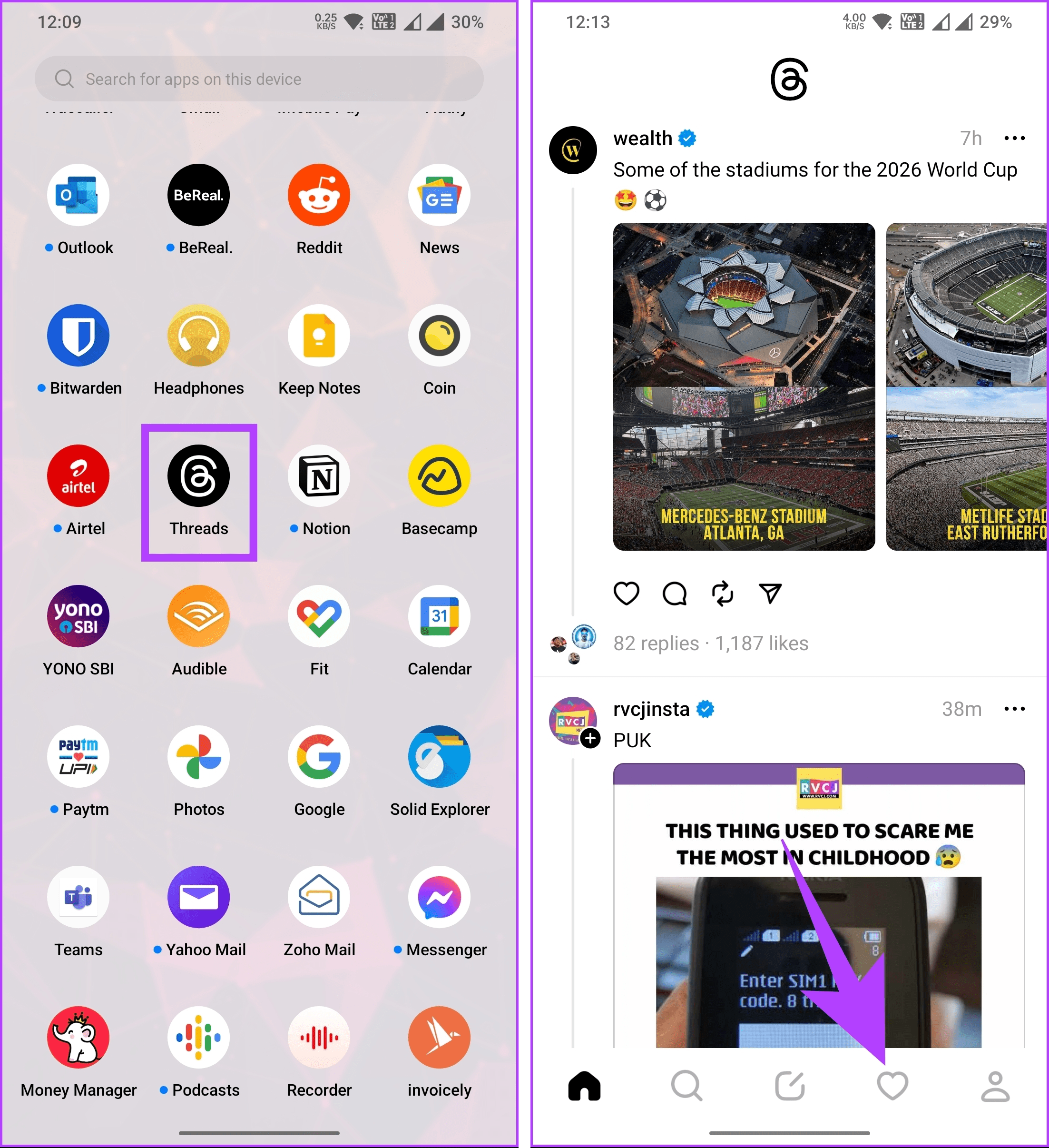 Navigate to the Heart icon