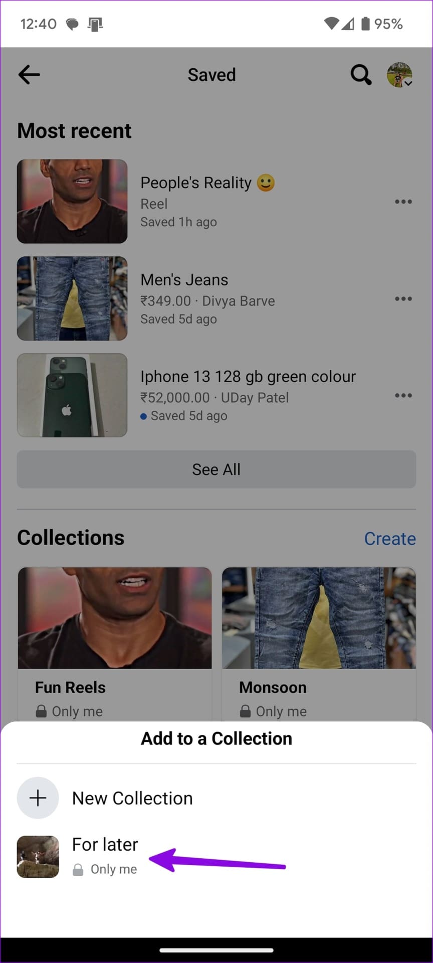 add to collection on Facebook