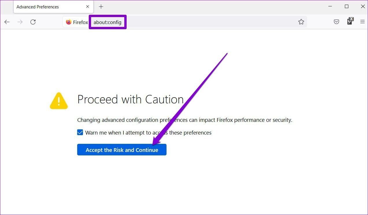 Firefox Config Menu