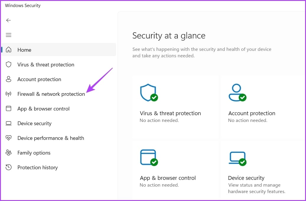 Firewall & network protection in Windows Security