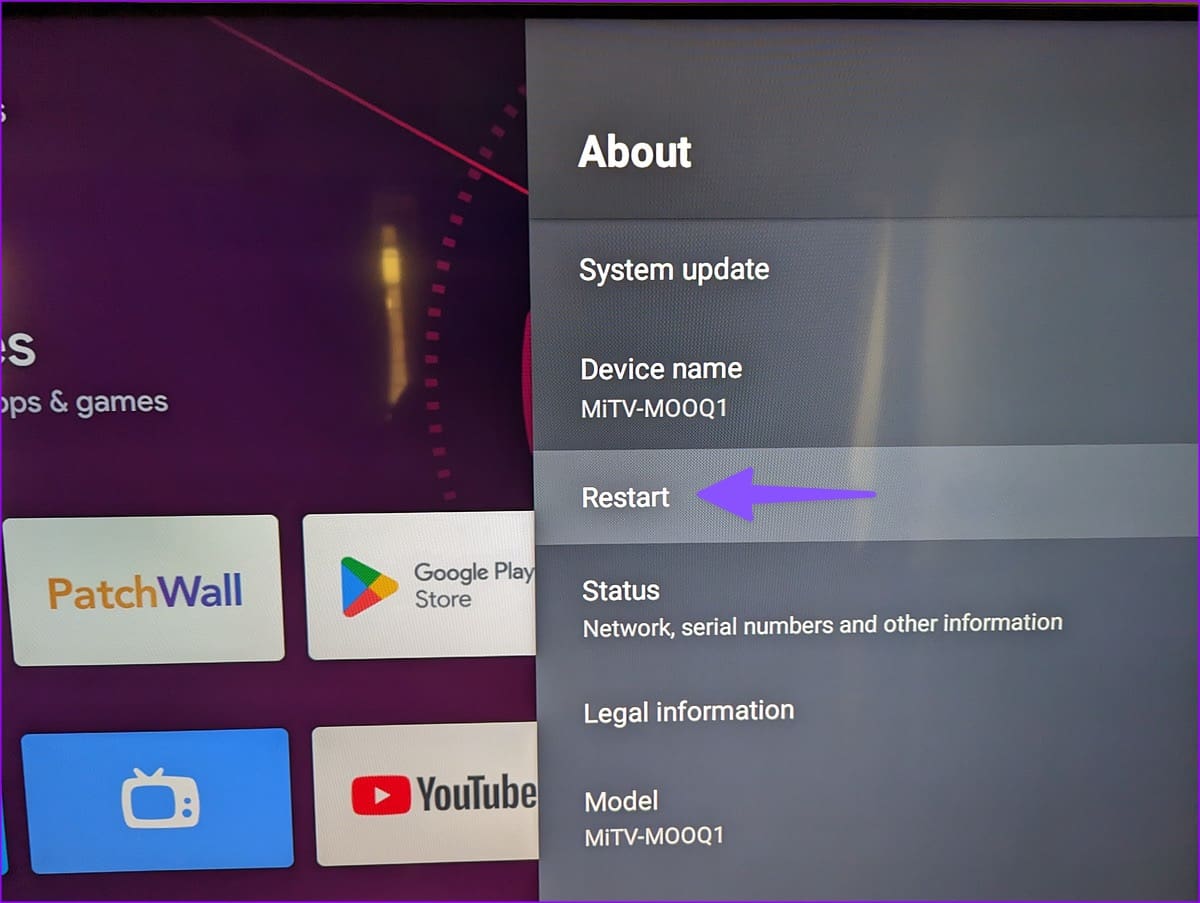 restart android tv