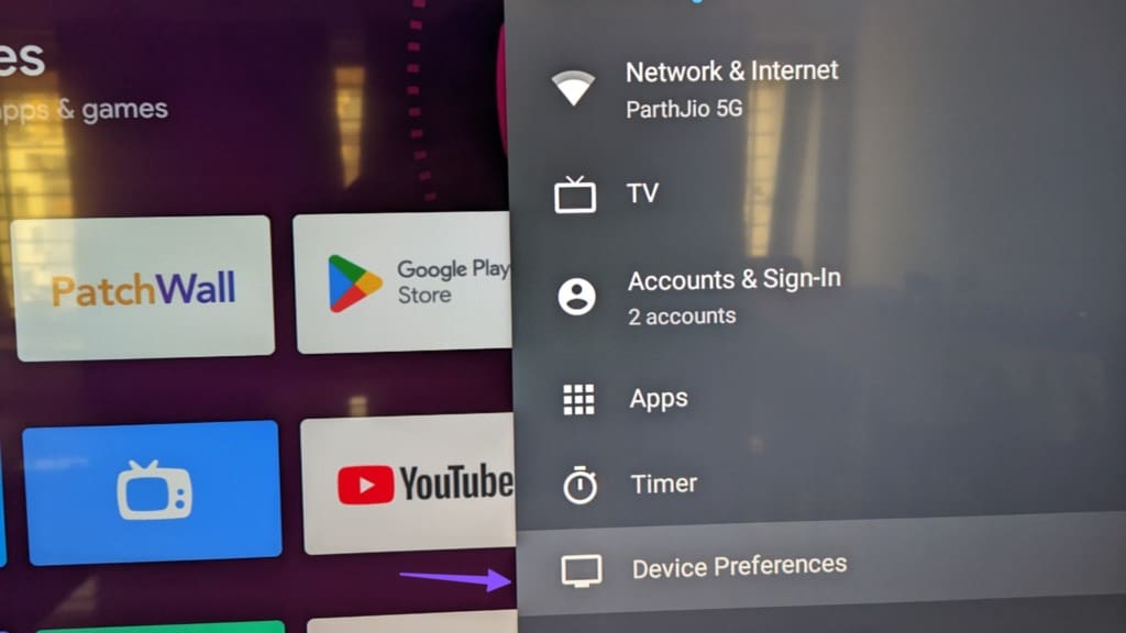 device preferences Android TV