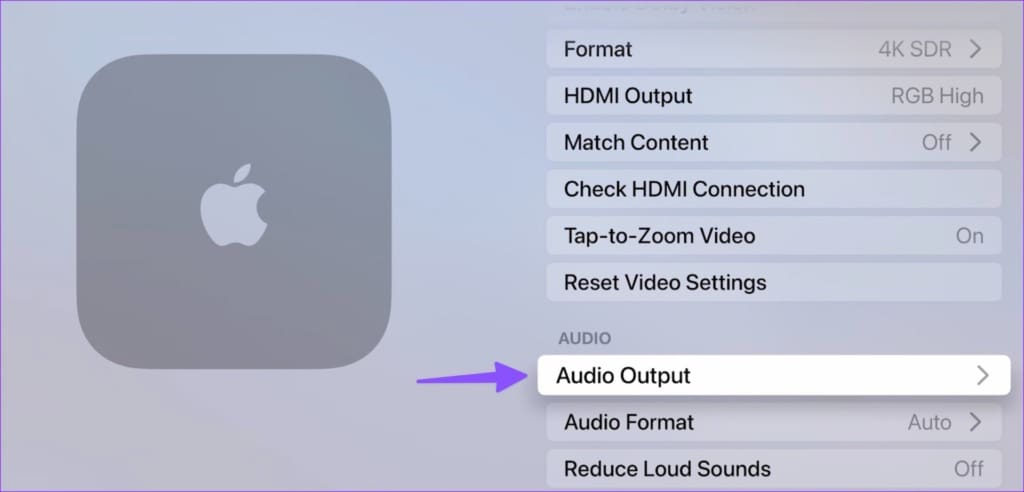 audio output on Apple TV