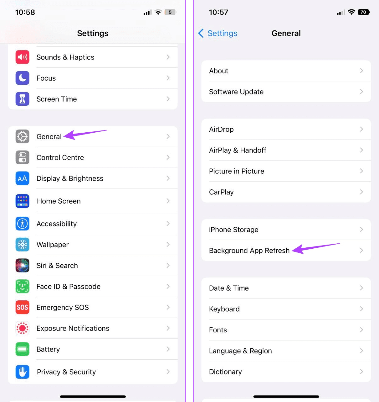 Tap on General & open Background App Refresh