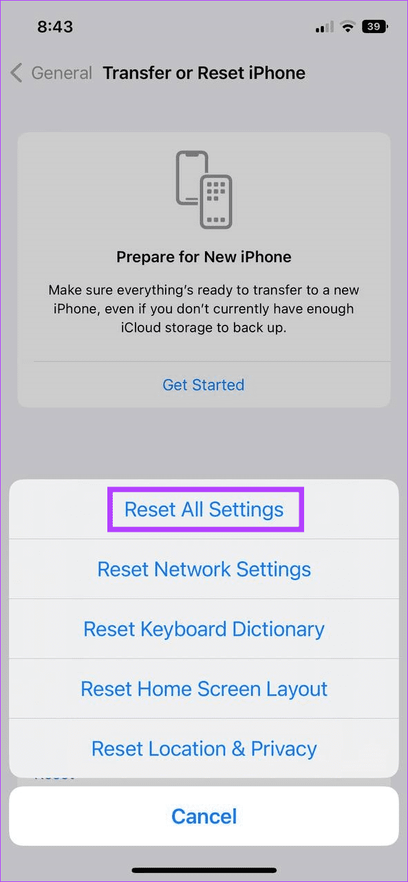 Reset iPhone