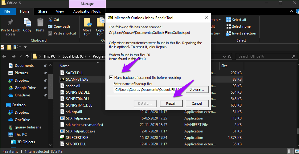 Fix Cannot Expand Folder Error in Outlook 19