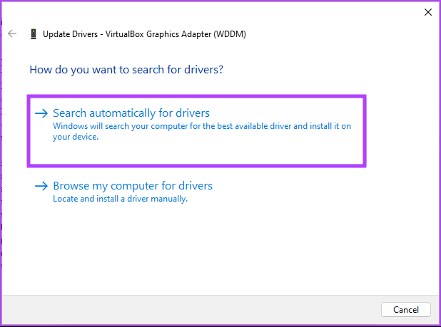 Select ‘Search automatically for drivers'