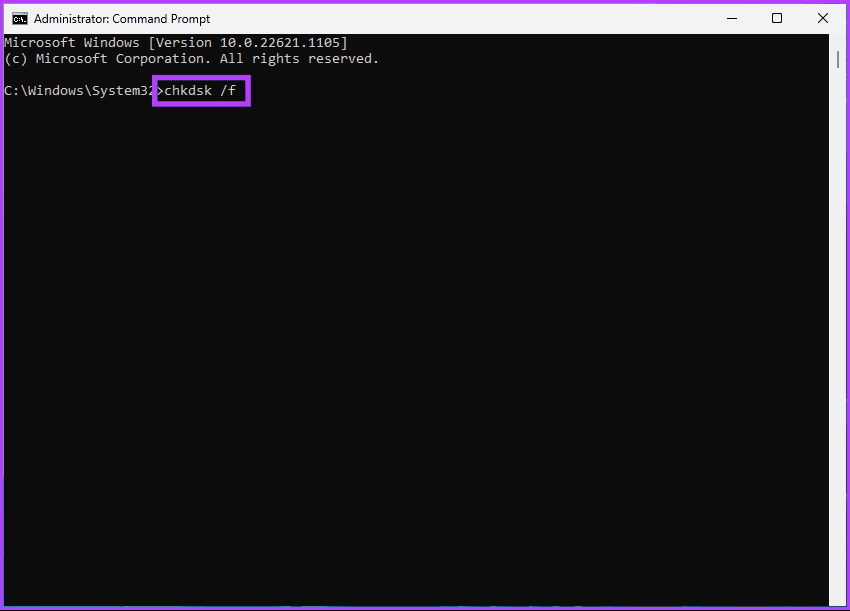 press Enter to run the check disk