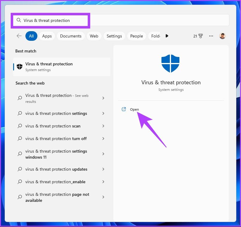 type Virus & threat protection