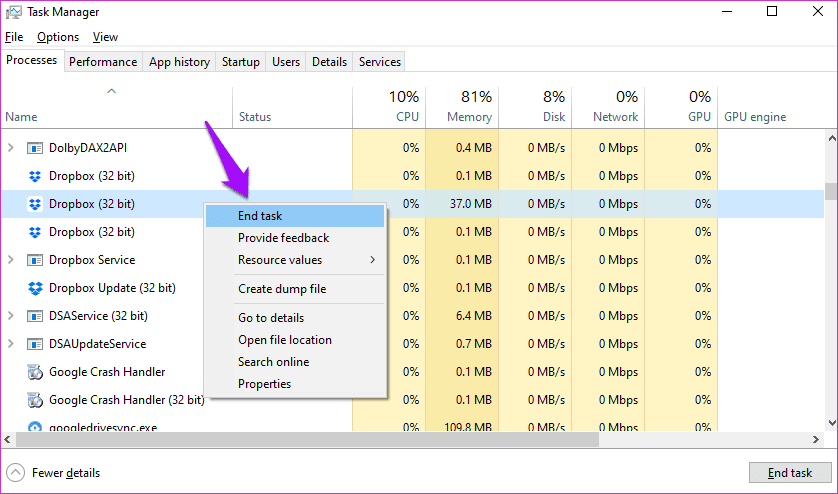 Fix Dropbox Not Connecting or Syncing on Windows 10 Error 14