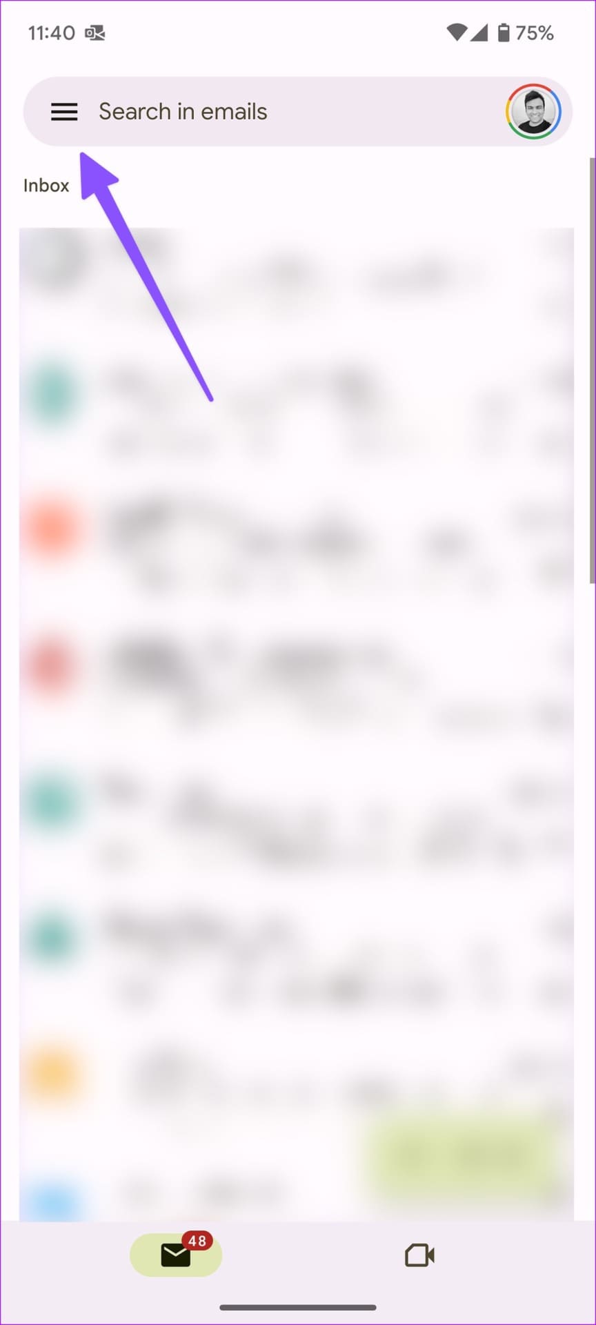 gmail hamburger menu