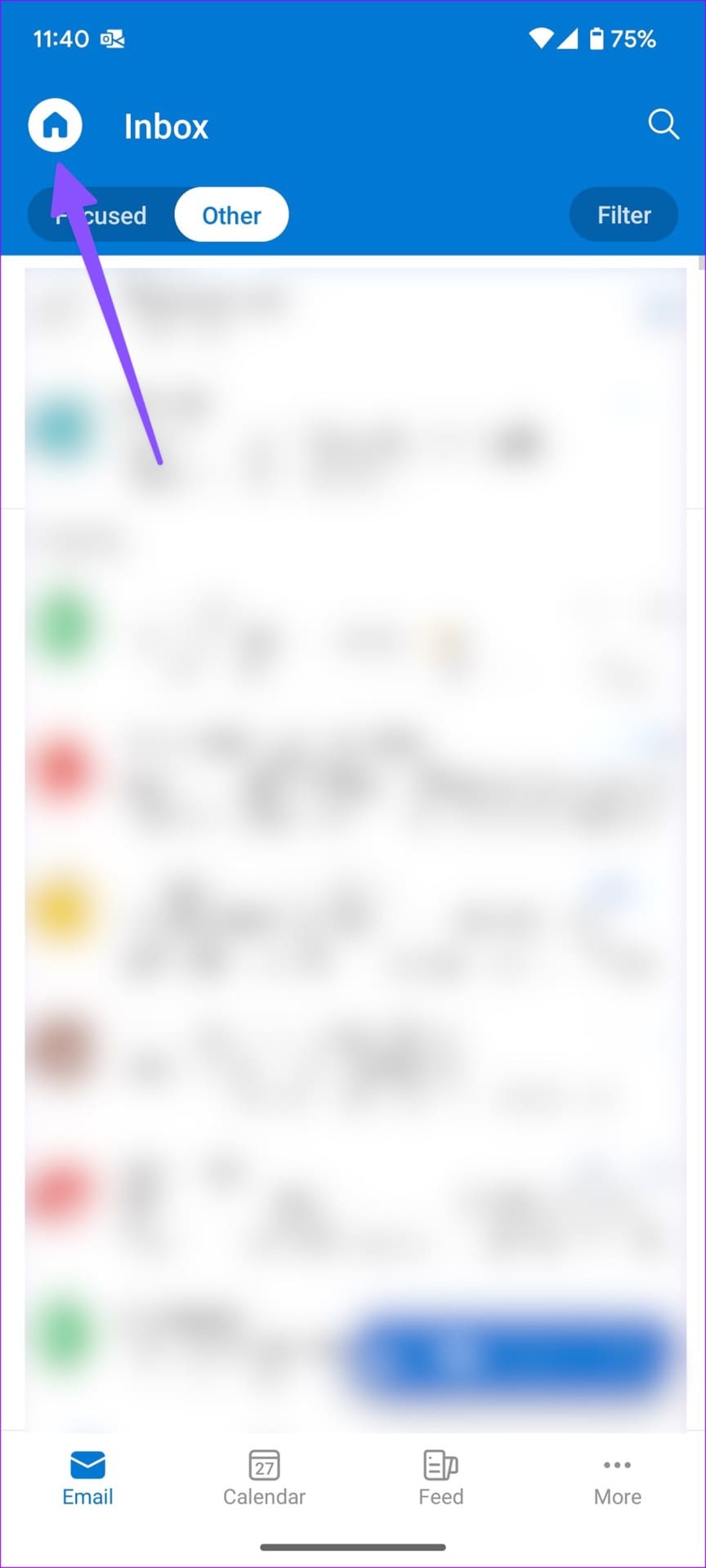 open Outlook menu