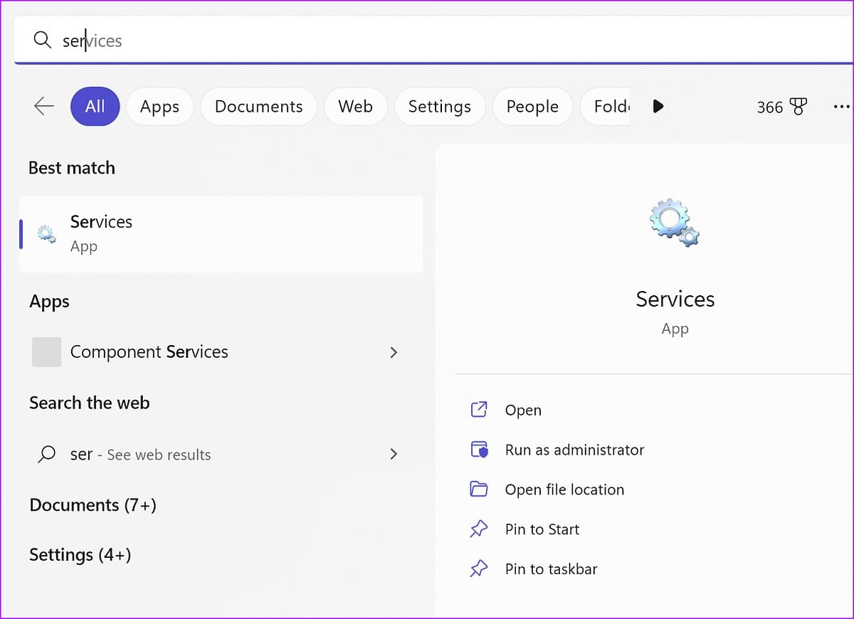 services menu