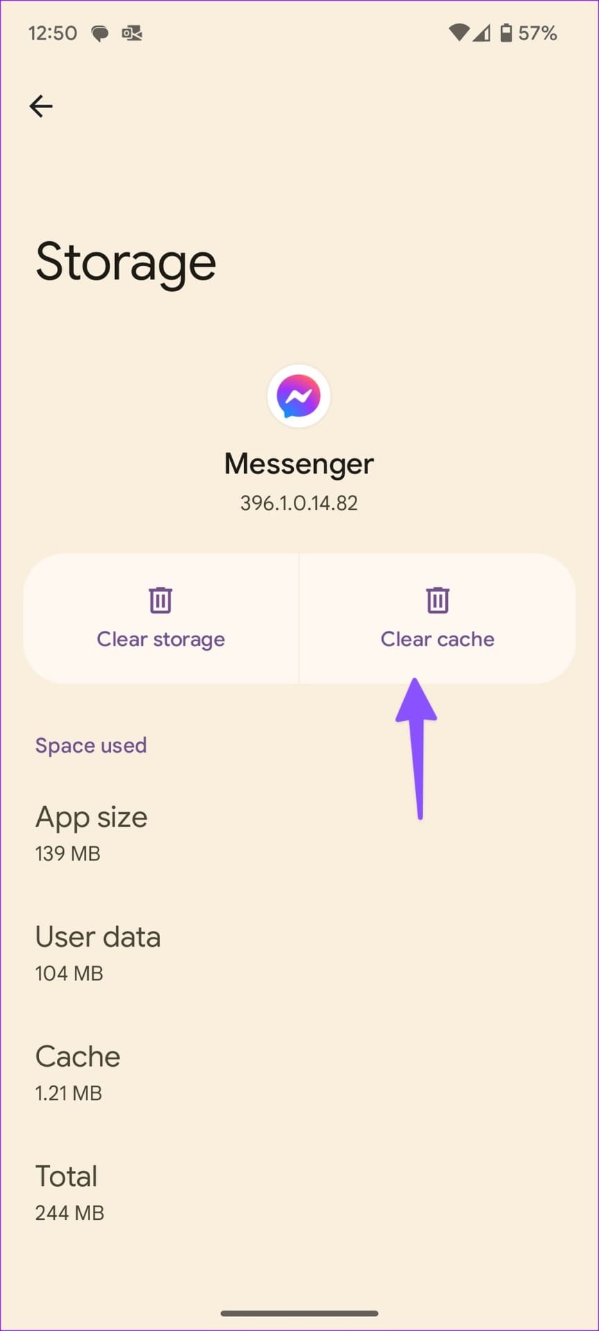 clear cache on Facebook Messenger