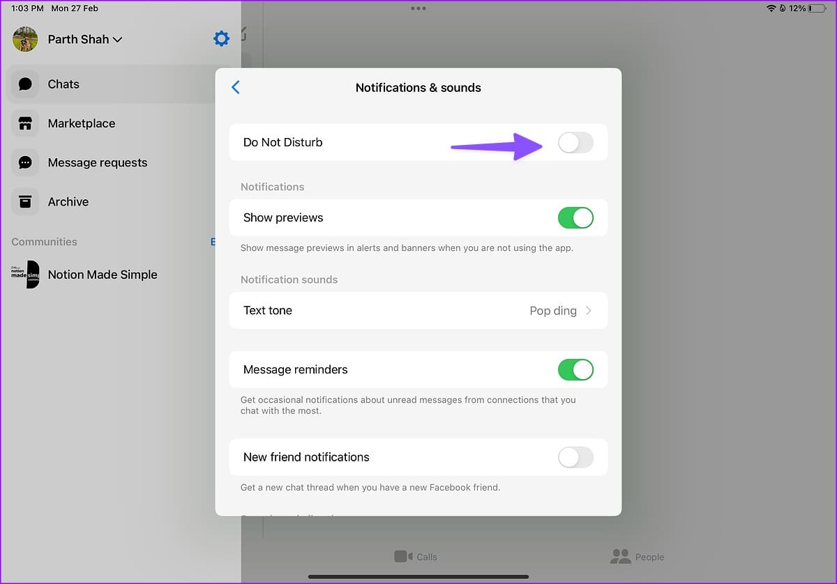 Do not disturb on Messenger