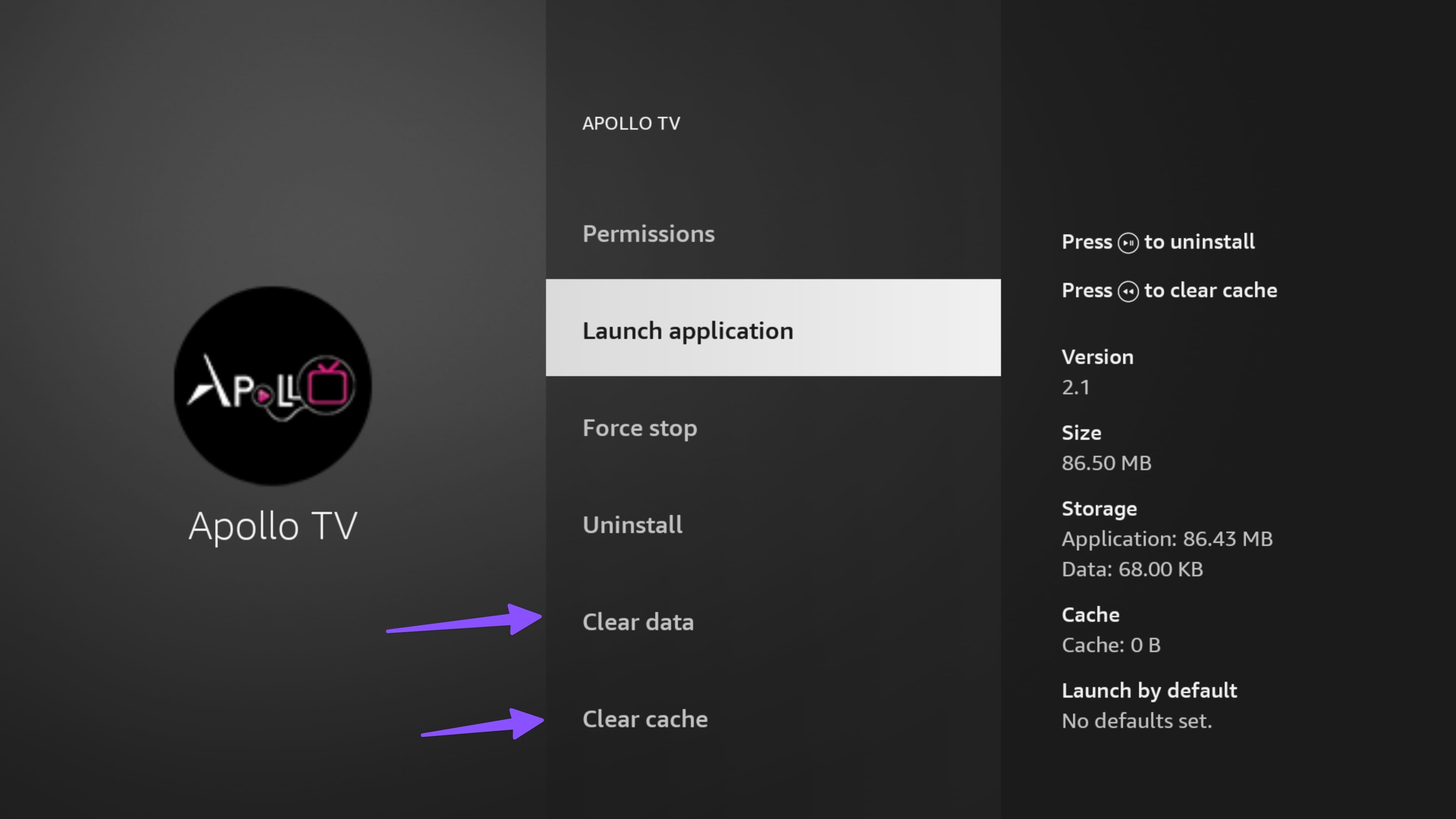 Clear cache on Fire TV Stick
