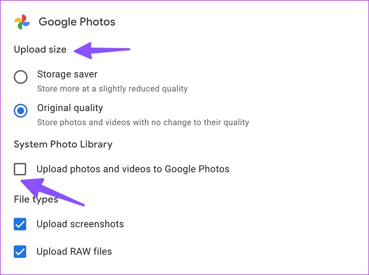 upload to google photos