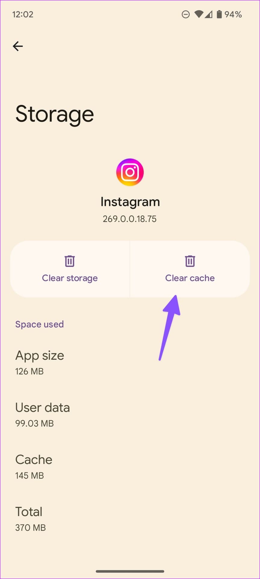 clear instagram cahe