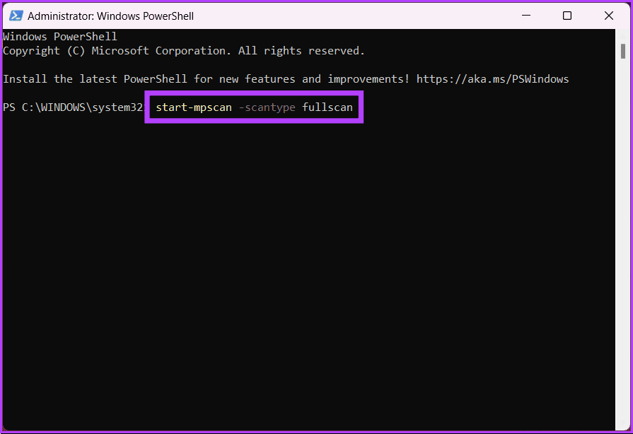 Type the following command to start a full malware scan