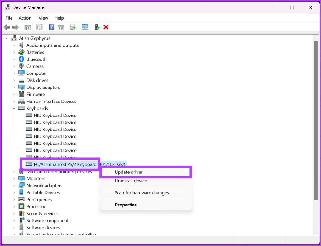 select Update driver