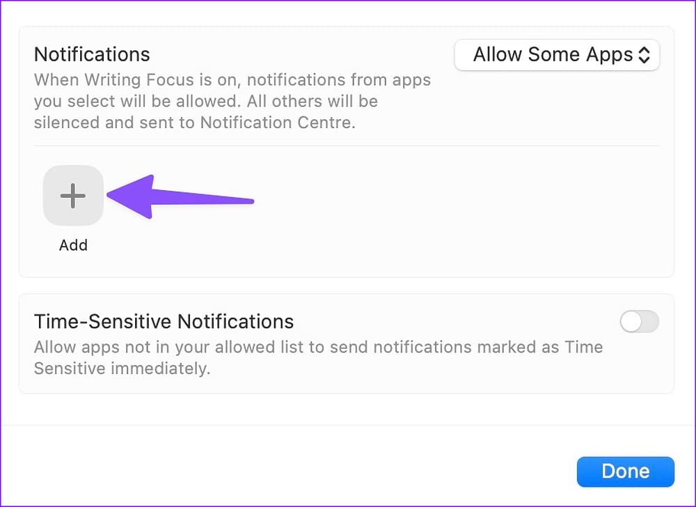 add apps as exception on mac focus