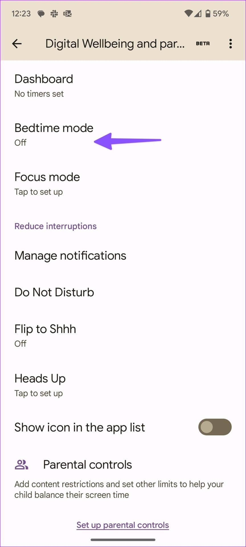 bedtime mode on Android