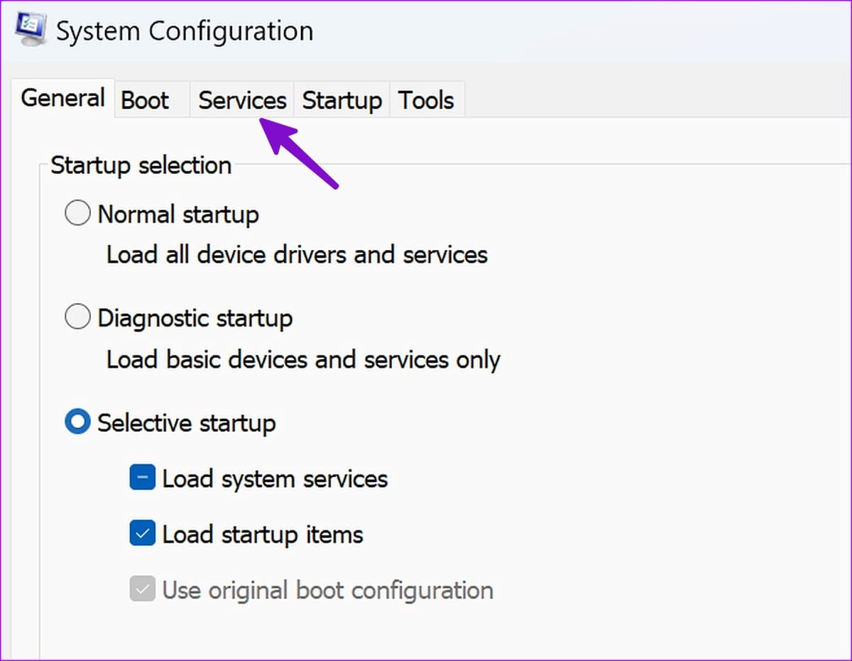 open services tab