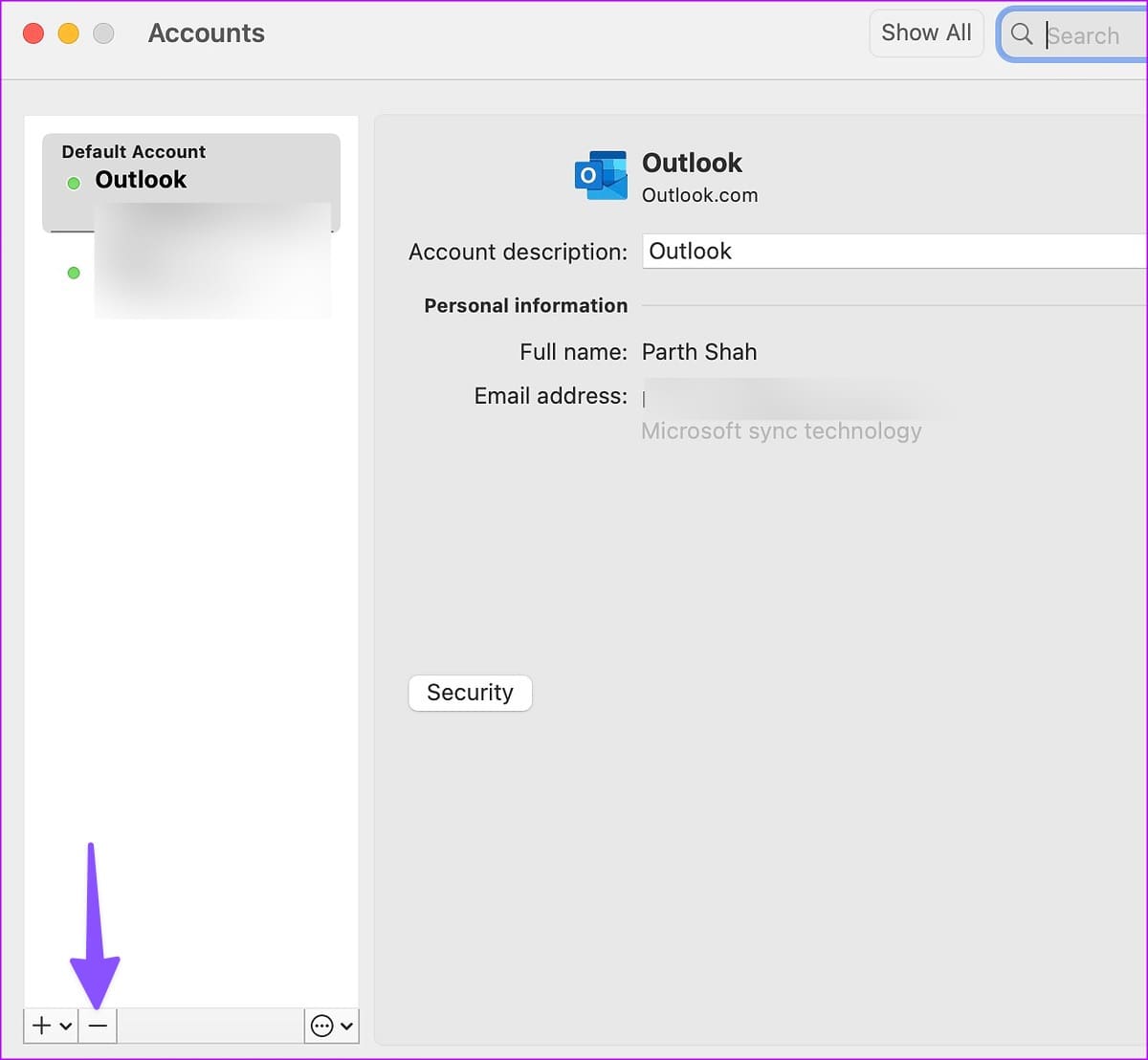 remove email account on Mac