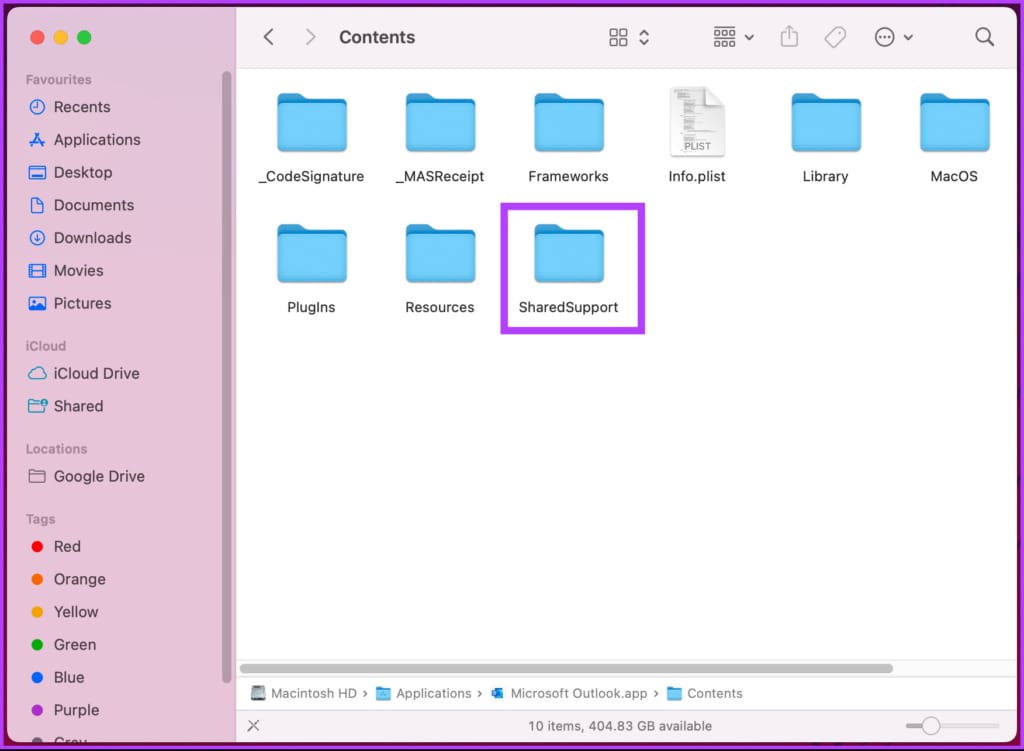 navigate to the SharedSupport folder