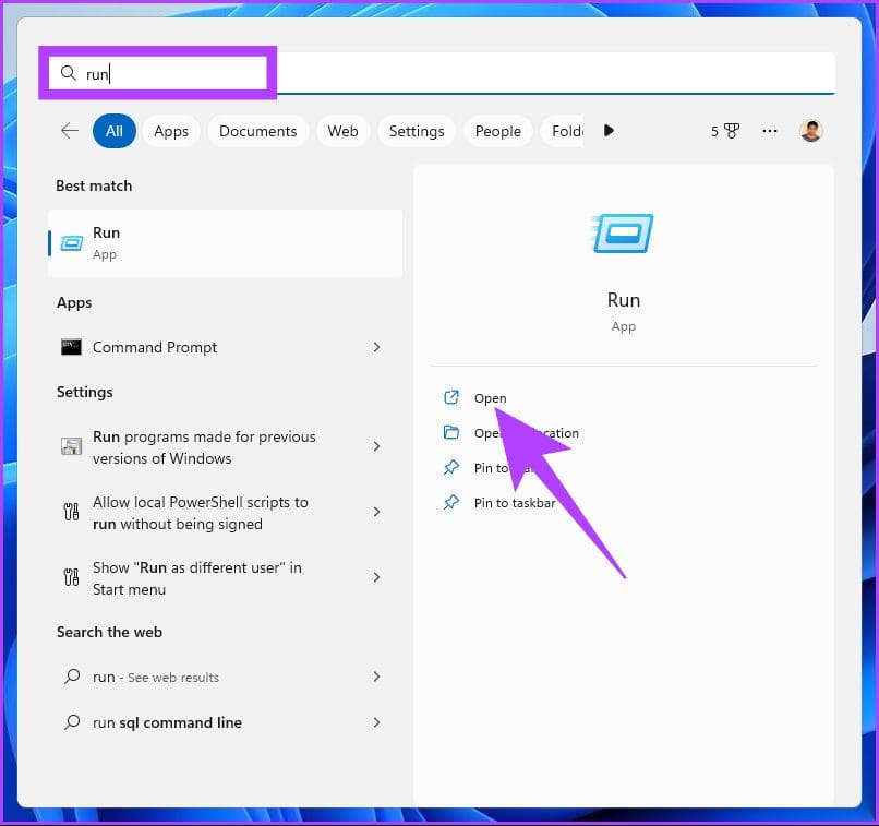 type Run, and click Open.