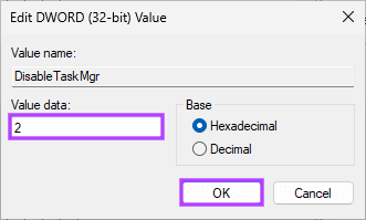 Double-click the new value