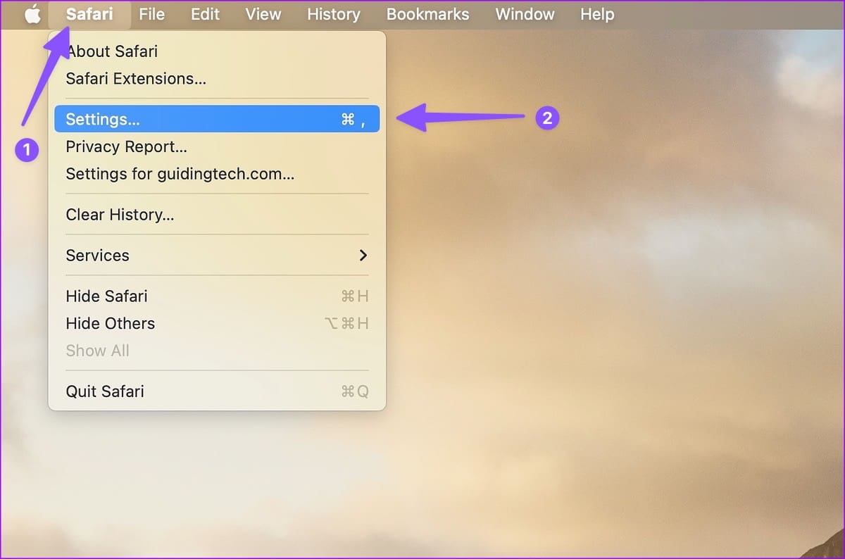 open Safari settings