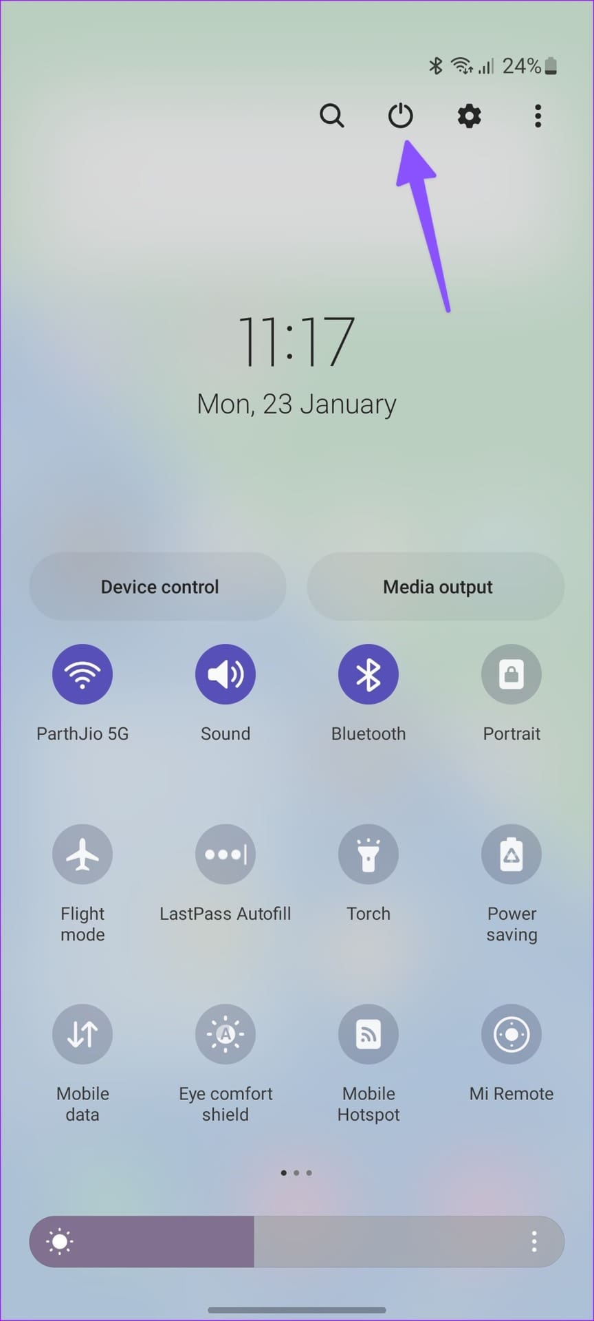Use power button on Samsung phone