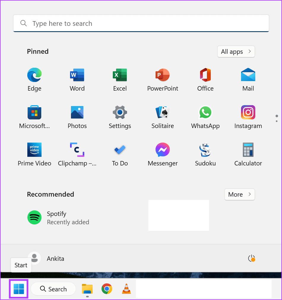 Click on Start