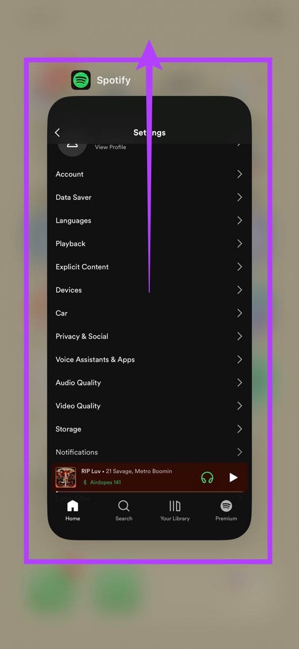 Close Spotify on iPhone