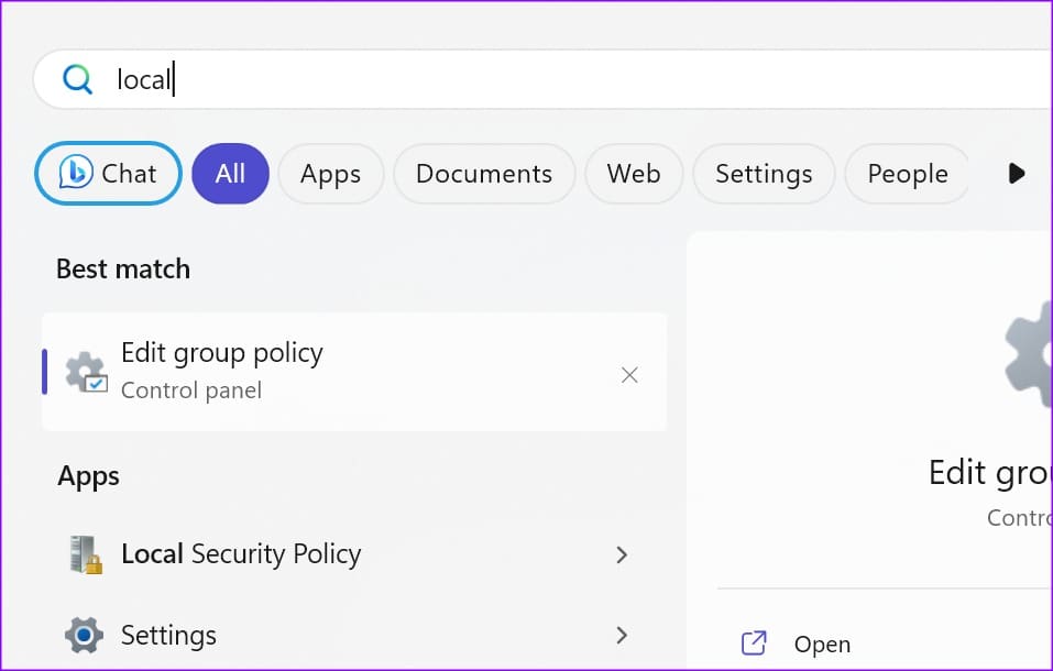 local policy editor on Windows