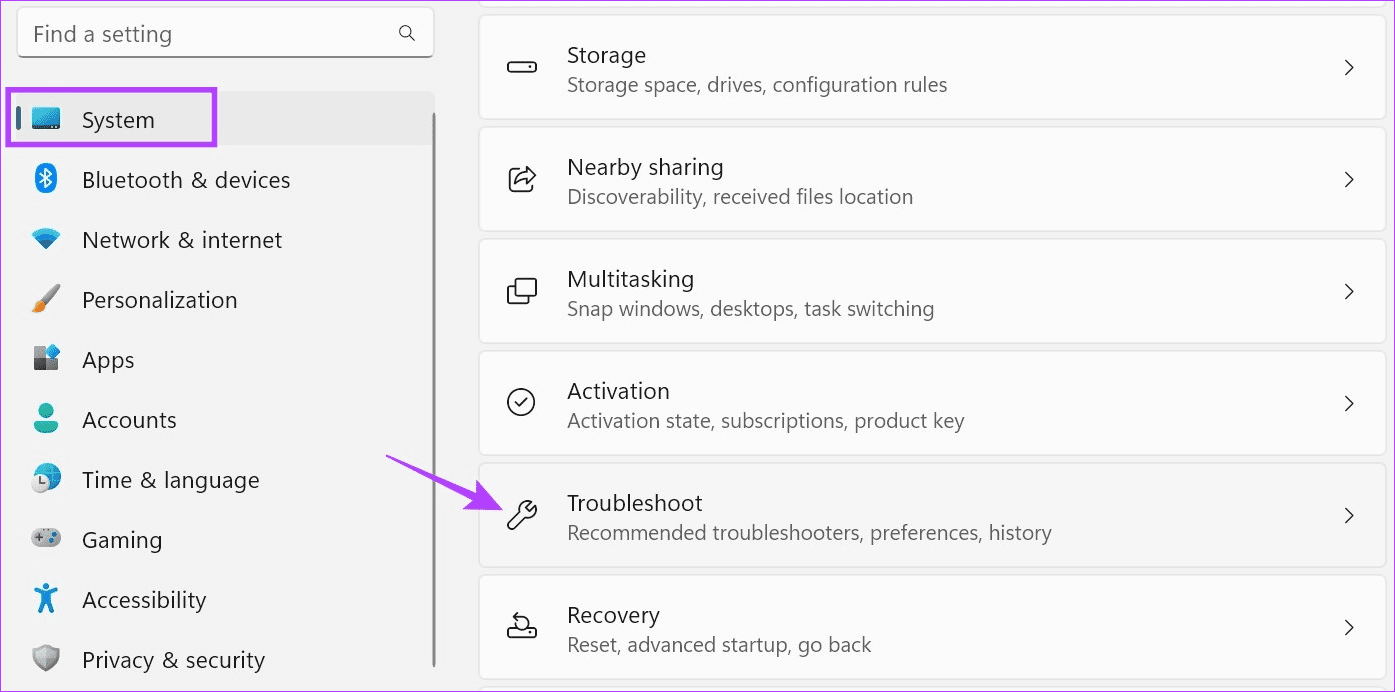 Open Windows troubleshooter