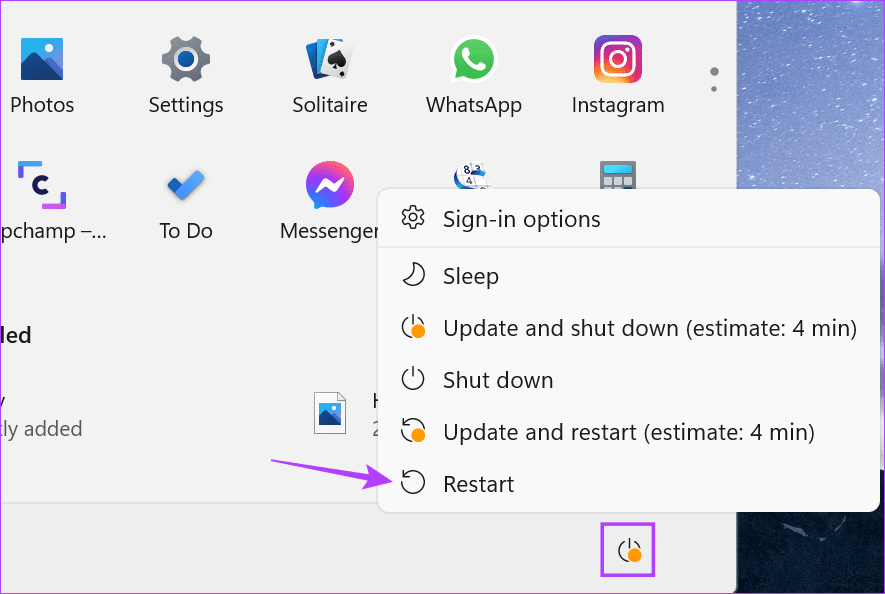 Restart Windows 11