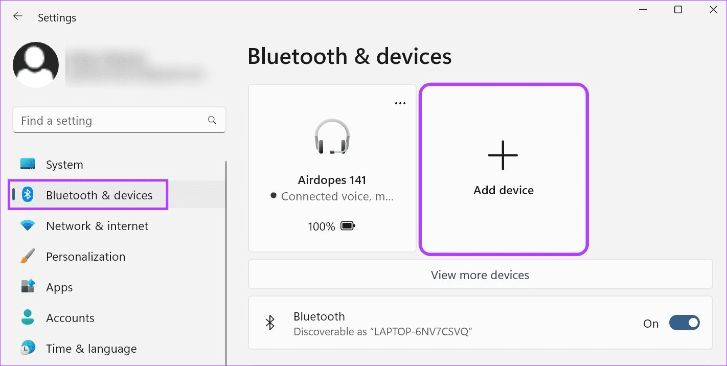 Pair new device Windows
