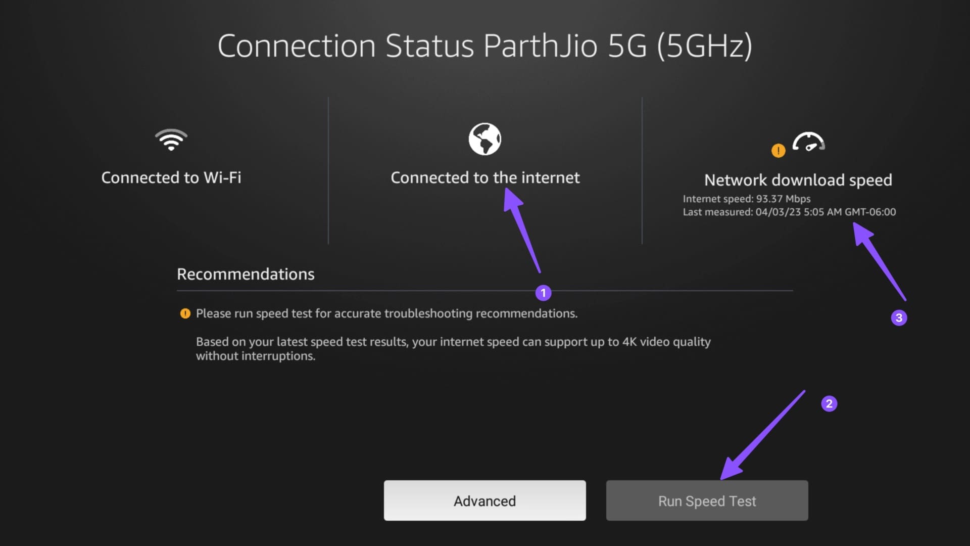 network connection on Fire TV Stick