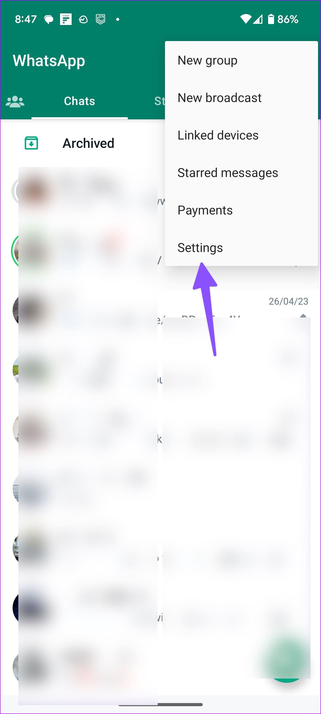 WhatsApp settings
