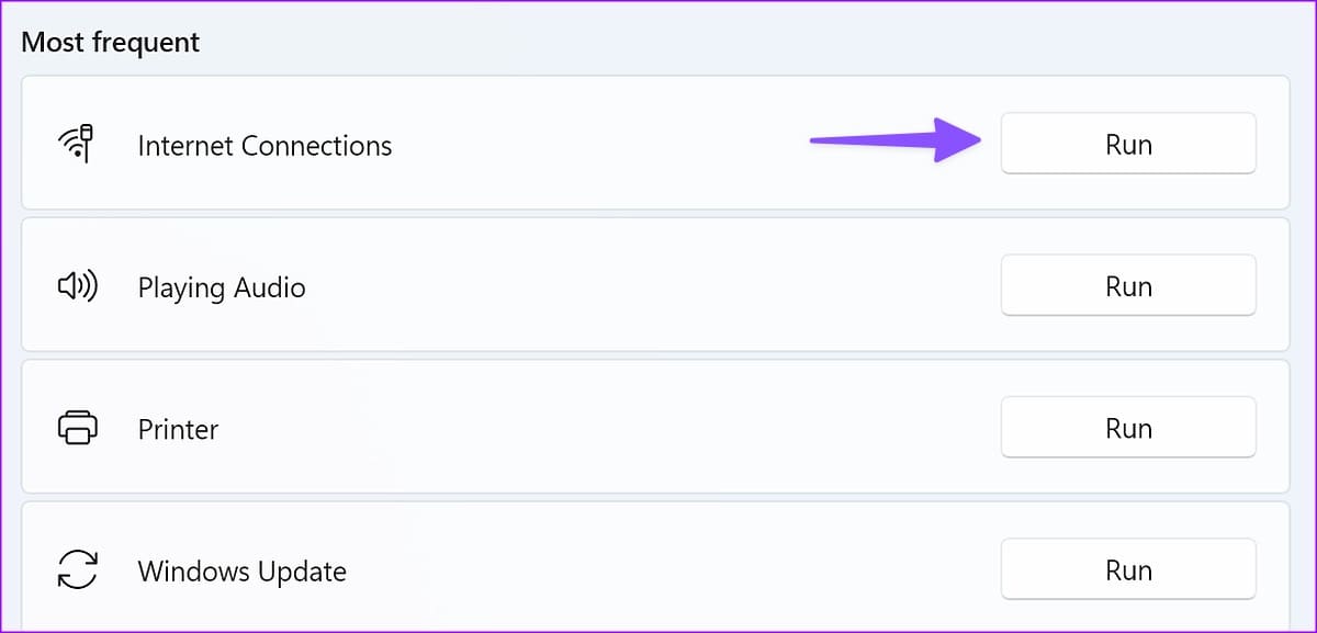 run internet connections on Windows 11