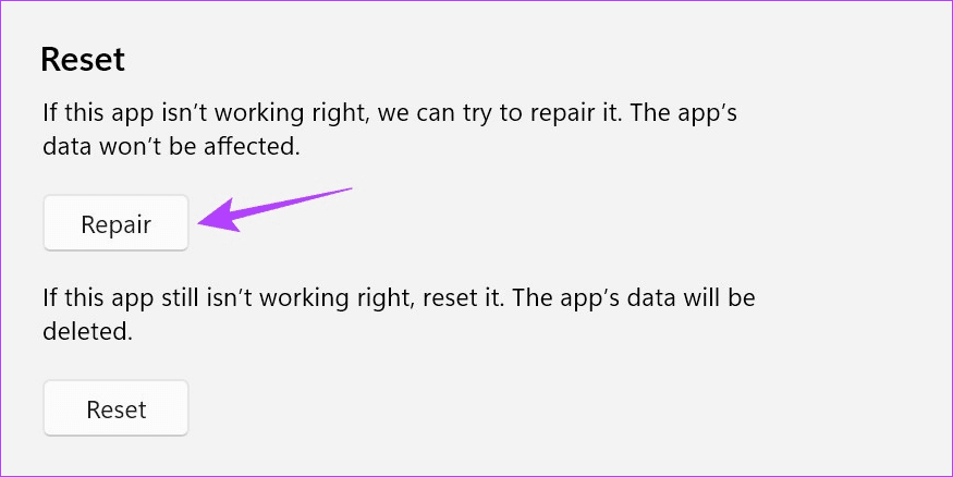 Click on Repair