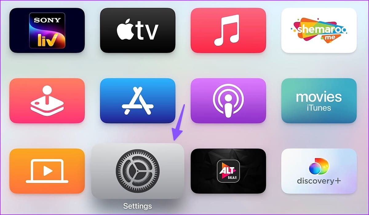 Open settings on Apple TV