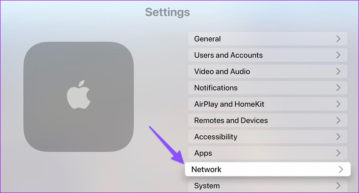 open network on Apple TV