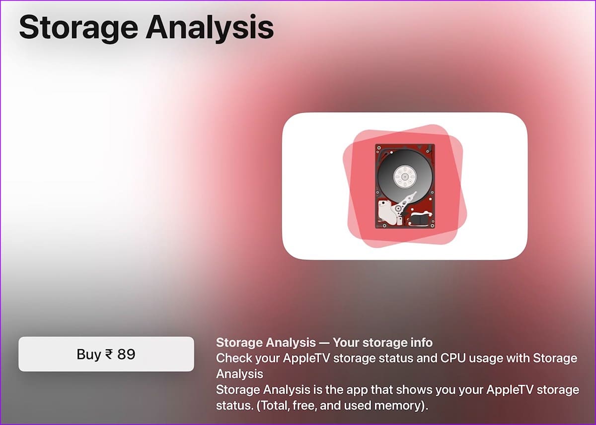storage analysis on Apple TV