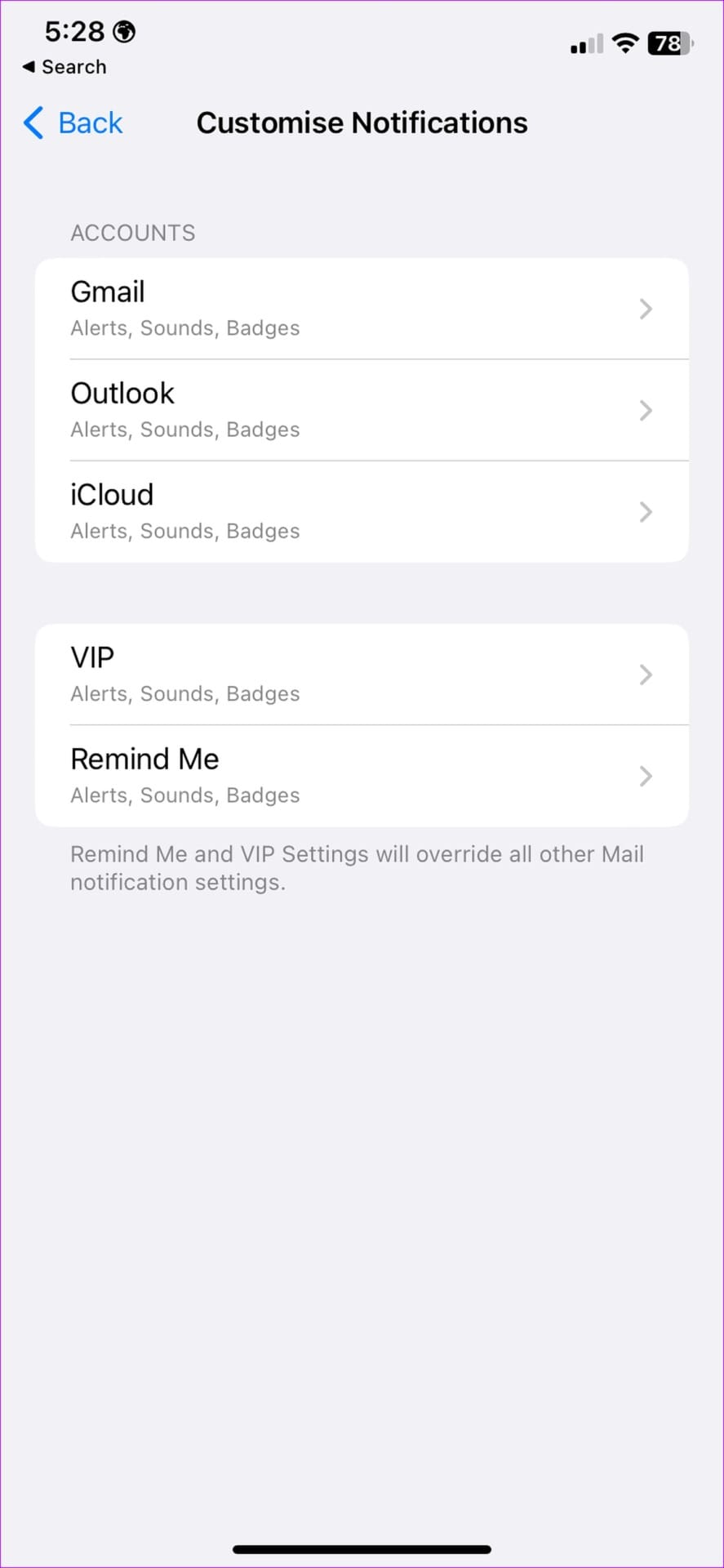 customize mail notifications