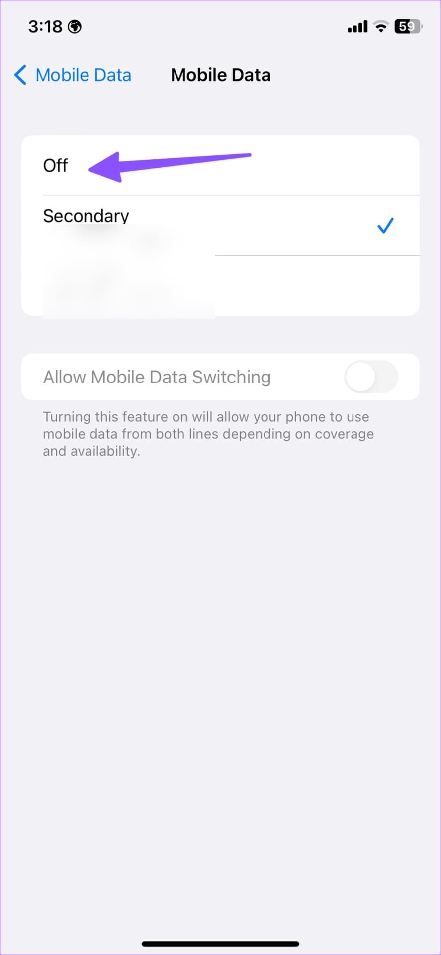 turn off mobile data on iPhone