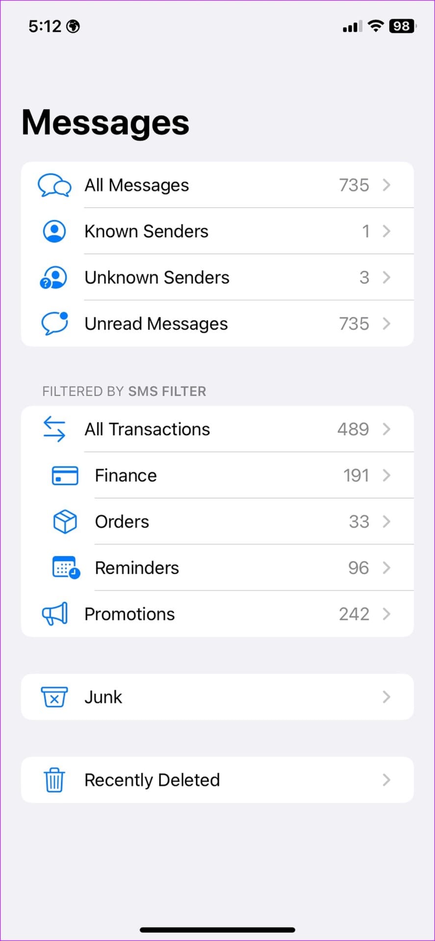 filters in messages on iPhone