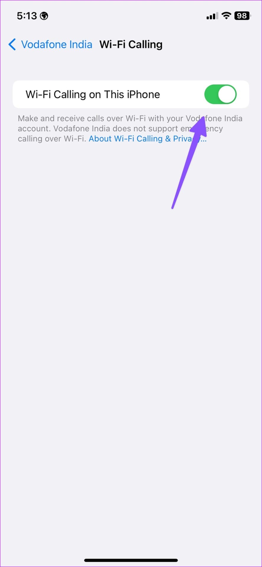 reset Wi-Fi calling on iPhone